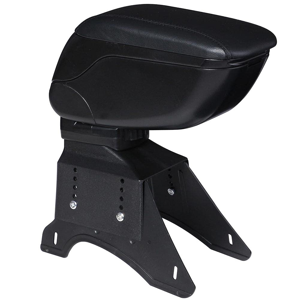 Bakaji Bracciolo Auto Universale Poggia braccio Centrale Regolabile in Eco Pelle Similpelle con Scomparto Portaoggetti Apribile Integrato Poggiagomiti Macchina basculante 37 x 25 x 13 cm Nero