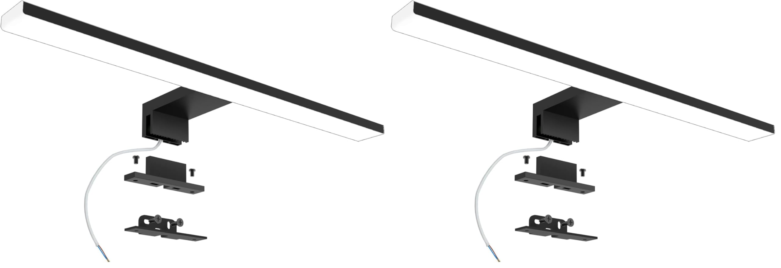 Led Spiegelleuchte 10W 820LM,40cm Badezimmer Wandleuchte Neutralweiß 4000K,3 In 1 230V Schrank Beleuchtungen Led,Schwarz (Packung mit 2)
