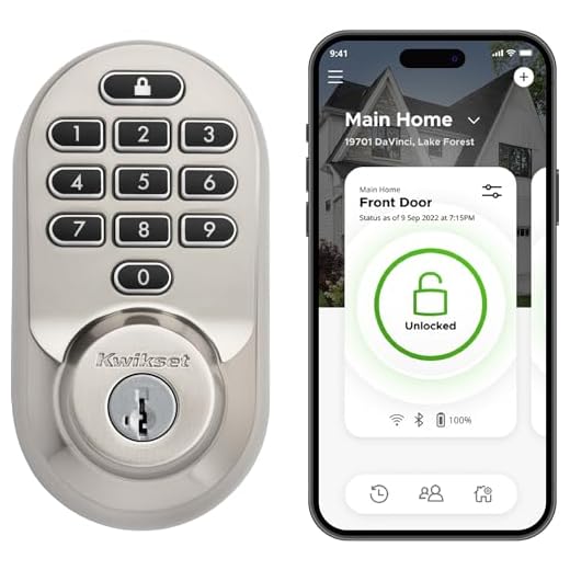 Kwikset Fechadura de teclado eletrônico 99380-001 Halo Wi-Fi Smart Lock com entrada sem chave e segurança SmartKey, níquel acetinado