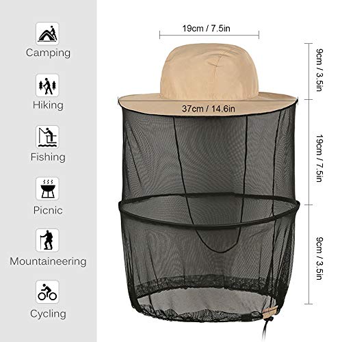Festnight Chapéu de proteção solar dobrável ao ar livre com proteção de malha de rede de cabeça para