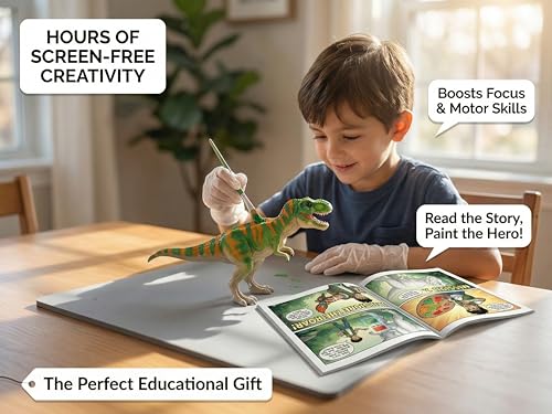 Image of Unscroo DIY 3D Model Painting Kits - Dinosaurs, Ice Age Animals & Unicorns - 3D Printed Art & Craft Hobby Gift for Kids, Teens & Adults - Return Gift Sets (Dinosaur World (5-Pack))