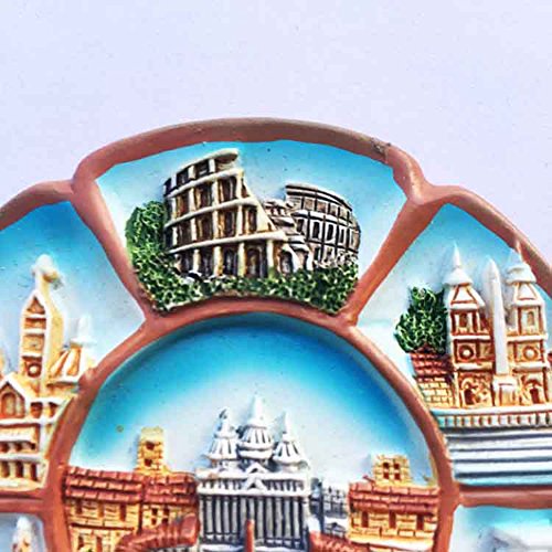 Imán decorativo resina Roma 8 × 8 cm redondo miniatura 4