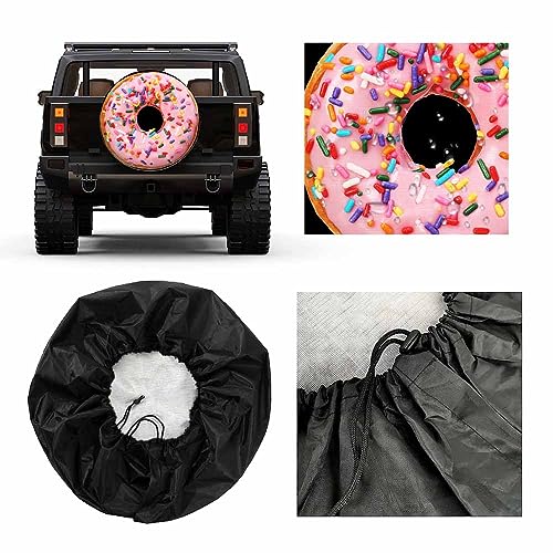 Image of Donut Spare Tire Cover Pink Doughnut Food Dessert Weatherproof Universal Wheel Protectors Camper Tire Covers for Trailer Rv Travel(17 inch)