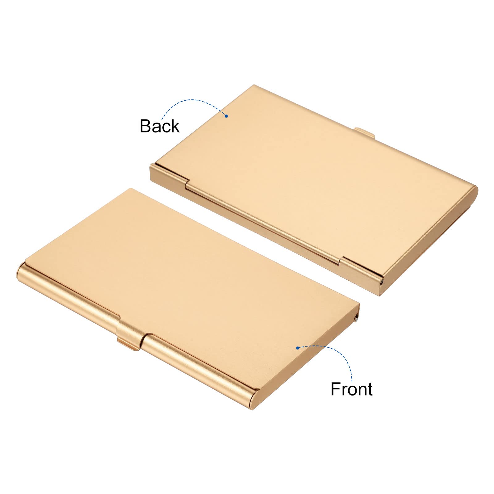 PATIKIL Business Card Holder, Aluminum Alloy Flip Cover Slim Name Cards Case for Women Men Champagne Gold - Image 3