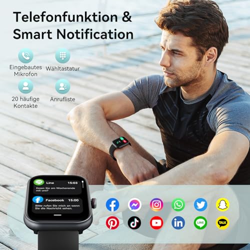 Smartwatch Herren Damen mit Telefonfunktion Alexa Integriert -Fitnessuhr 110+ Sportmodi &IP68-1,91'...