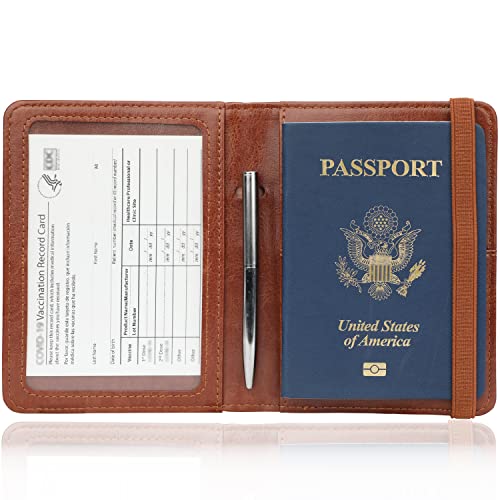 Gdtk Leather Passport Holder Cover Case Rfid Blocking Travel Wallet (Brown) #TOP3