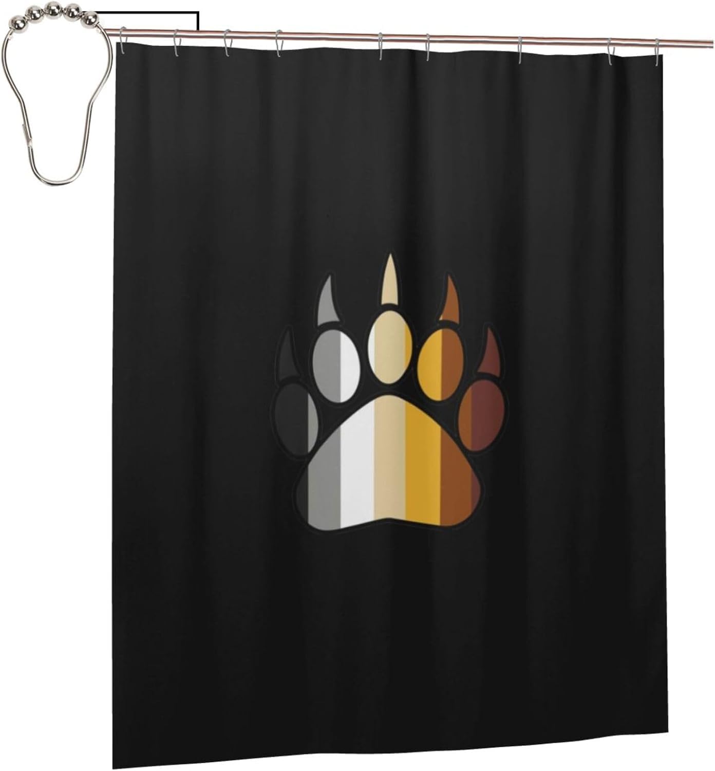 Fpandawang Bear Pride Bathroom Fabric Shower Curtain with 12 Buckles and Hooks, Washable, Waterproof, 60x72 Inches