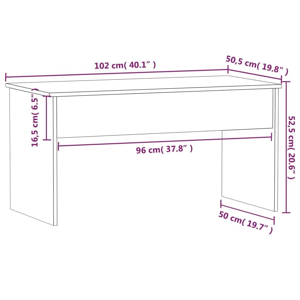 Tavolino Salotto con Piano Sollevabile Grigio Sonoma 102x50,5 cm