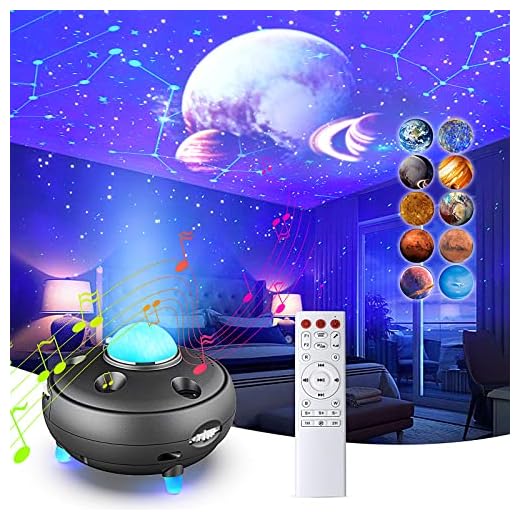 Star Projector, Galaxy Projector Night Light with 12 Constellations and 10 Planets Galaxy Light Projector with Bluetooth Music Speaker & Voice and Timer 10 Color Starry Projector for Kids Adults