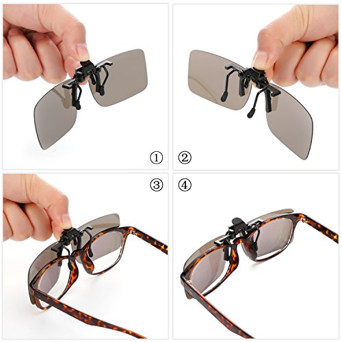 Clip on Sunglasses 4 Pack,Polarized Lens Fit over Prescription Glasses,Flip up Rimless Sunglasses4