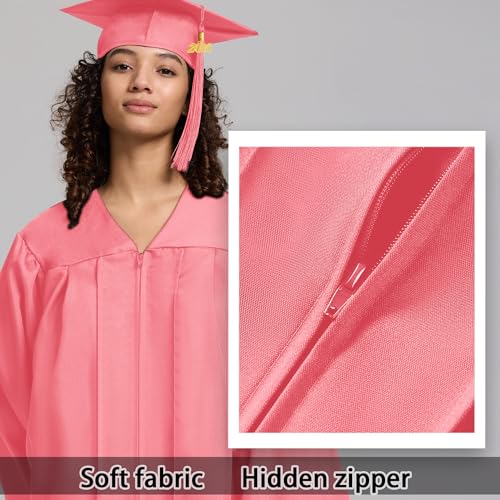 Image of 2026 Graduation Cap and Gown Matte Unisex for High School Bachelor | Heavyweight Matte Polyester, Zipper Closure, Adjustable Cap with 2026 Tassel, Sizes 39-60, Bulk Orders Available