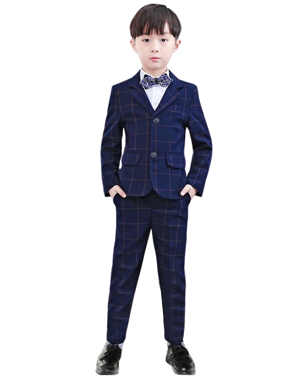 Jungen Plaid Anzug 3 Stück Set 2 Knöpfe Jacke Weste Hose Formal Hochzeit Smokings