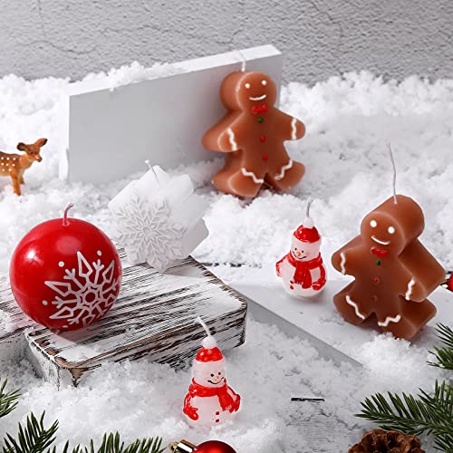 12Pcs Snowflake Candles Gingerbread Man Candle Winter Aesthetic Candle Christmas Ball Candles Gifts Cute Shaped Candle Christmas Decorations For Party Wedding Spa Room Home Table Decor #TOP3
