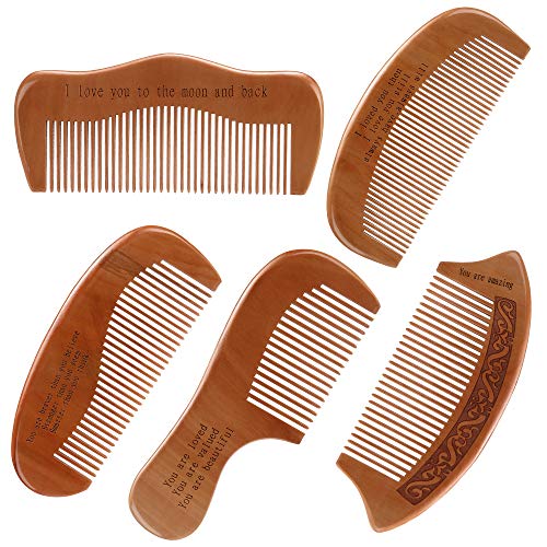 FAYERXL Family Of Hair Comb Set With 5 Pcs Wood Brush for Men Beard Wife Daughter Head Hair Mustache for Husband Son