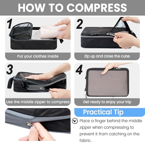 BAGAIL 6 Set Ultralight Compression Packing Cubes Packing Organizer for Travel Accessories Luggage Suitcase Backpack - Image 5