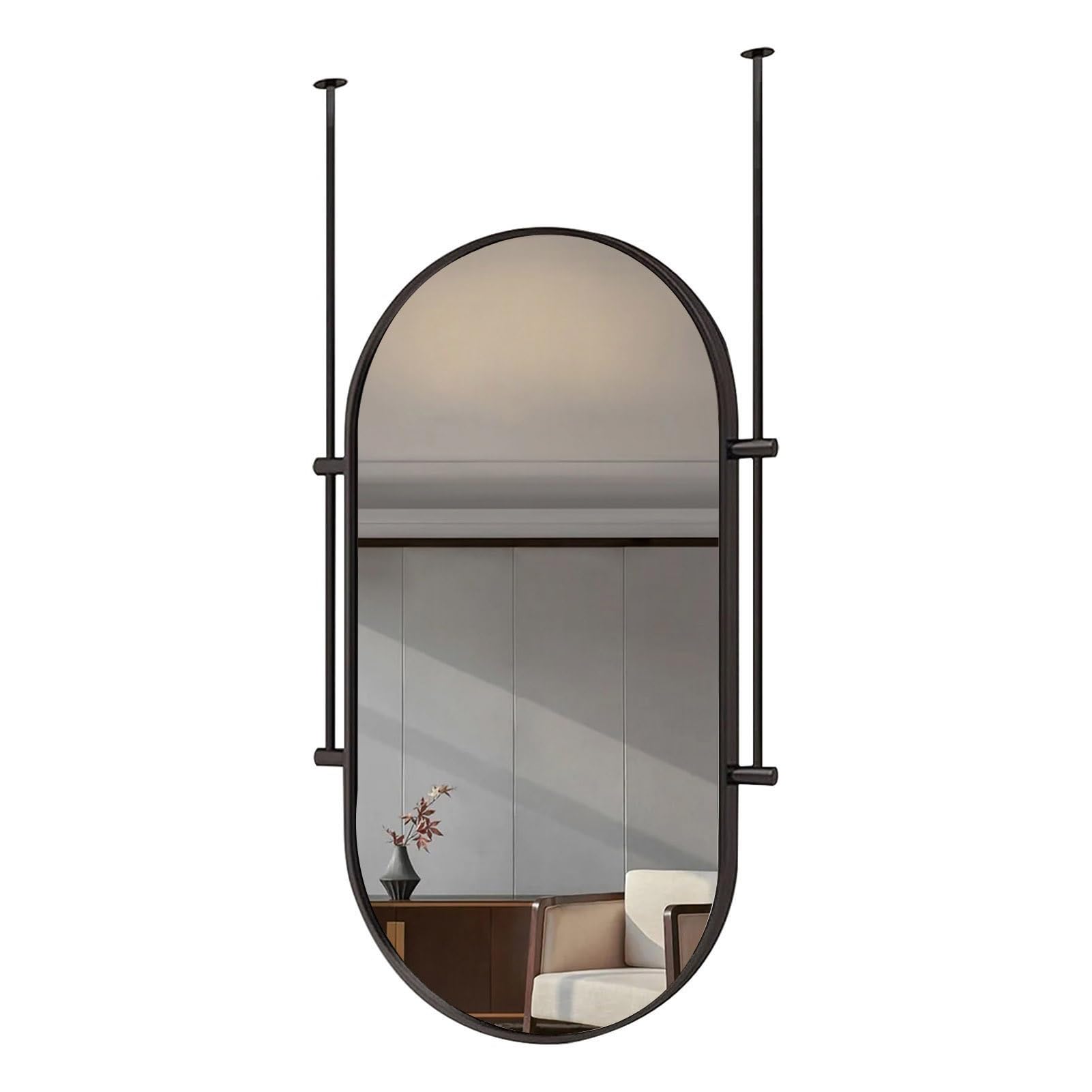 Gaommini C Eiling Hanging Floating Mirror With Metal Frame Hd Vanity Make-Up Mirrors