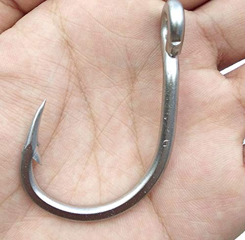 LMEIQUN, 100pcs 10884 Edelstahl-Weiß Starker Big Game Fish Thunfisch Köder Angelhaken Größe 3/0 4/0 5/0 6/0 7/0 8/0 9/0…