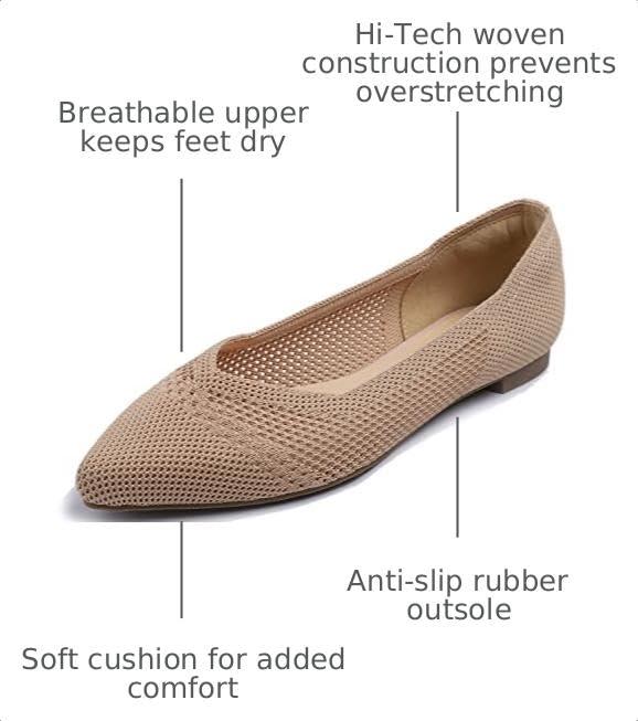 Image of FEVERSOLE Women's Woven Pointy Fashion Cutouts Breathable Knit Flat Shoes