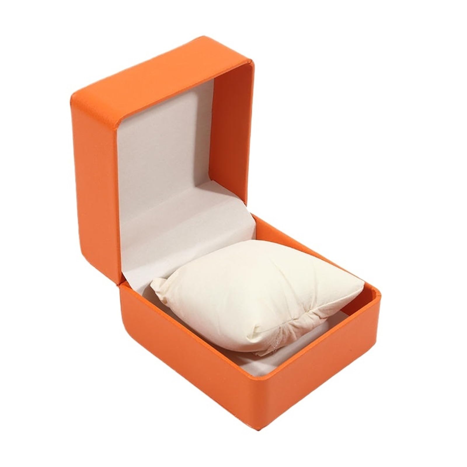 Cymmiyt Men's Orange Round Conner Watch Box Black Single Watch Box With Pillow Pu Leather Wristwatch Display Case Organizer For Clamshell Cover(Orange Round Conner)