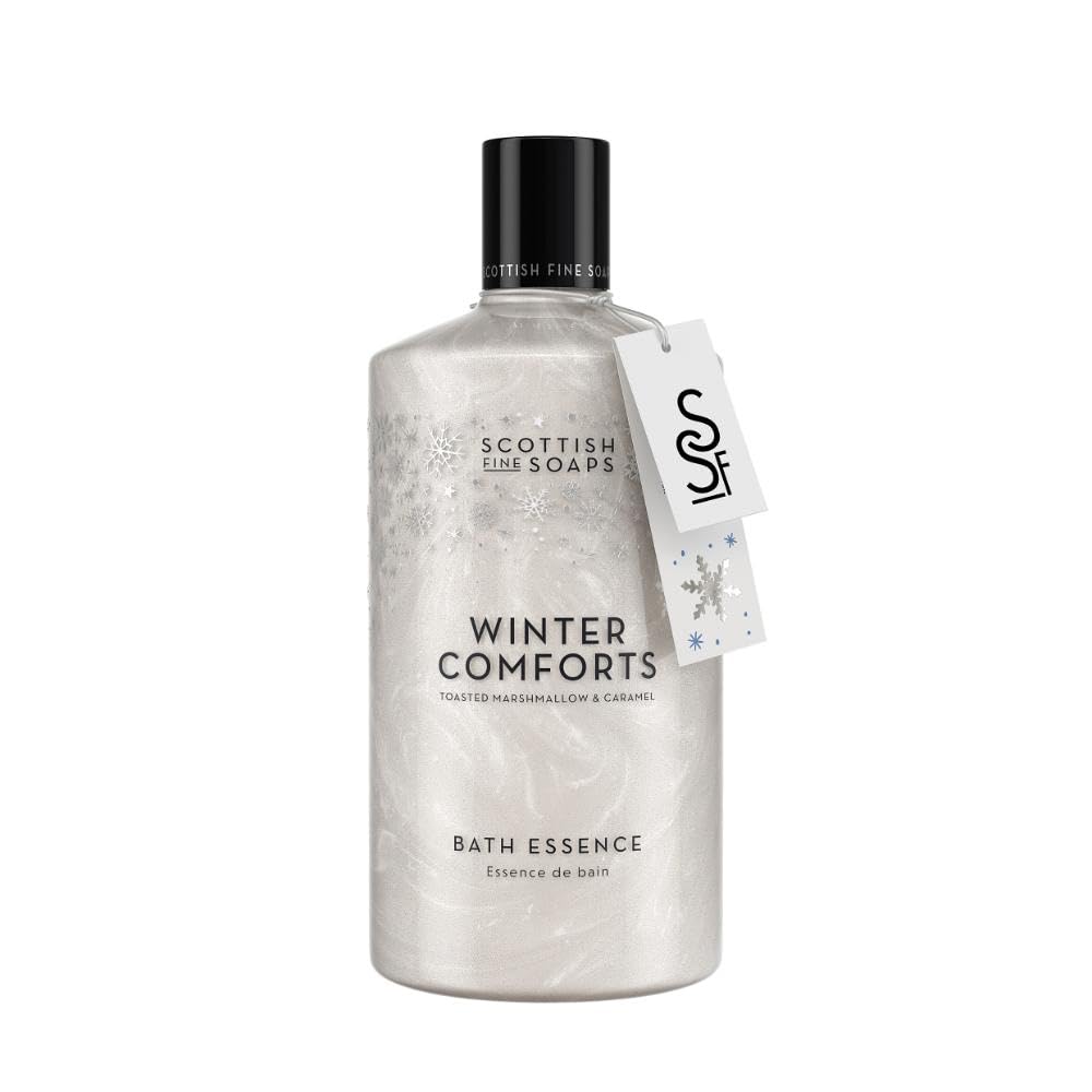 Scottish Fine Soaps Winter Comforts Bath Essence 500ml | Luxury Bubble Bath | Marshmallow, Chocolate & Toasted Caramel Fragrance