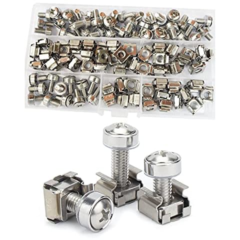DANA FRED Cage Nut Mounting Screw Bolts Washers Metric Square Hole Hardware for Rack Mount Server Shelves Cabinets Assortment Kit 50Set 304 Stainless Steel M6X20 Cover