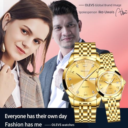 Image of OLEVS Womens Wrist Watches Ladies Female Leather Band Brown Fashion Gold Waterproof Casual Stainless Steel Quartz Gift