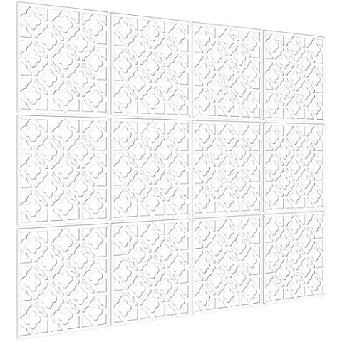 Kernorv Hanging Room Divider Decorative Screen Panels Made of PVC Room Divider Panels Screen for Dining Room Bed Room Office Restaurant (White, 12 PCS) Cover