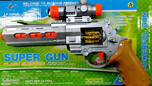 Image of Negi Super Flash Electric Gun with Flashing Lights, Firing Sound, Vibration and Revolve 30cm Long Gun