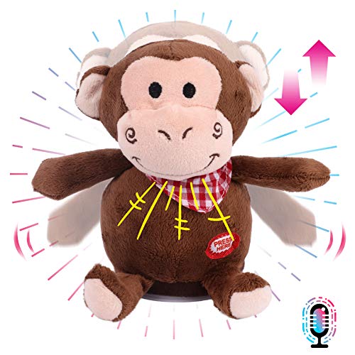 Hopearl Talking Monkey Repite lo Que Dices asentir eléctrico Interactivo Juguete Animado Hablando de Peluche Buddy Festival de cumpleaños para niños pequeños, 16,5 cm (Mono)