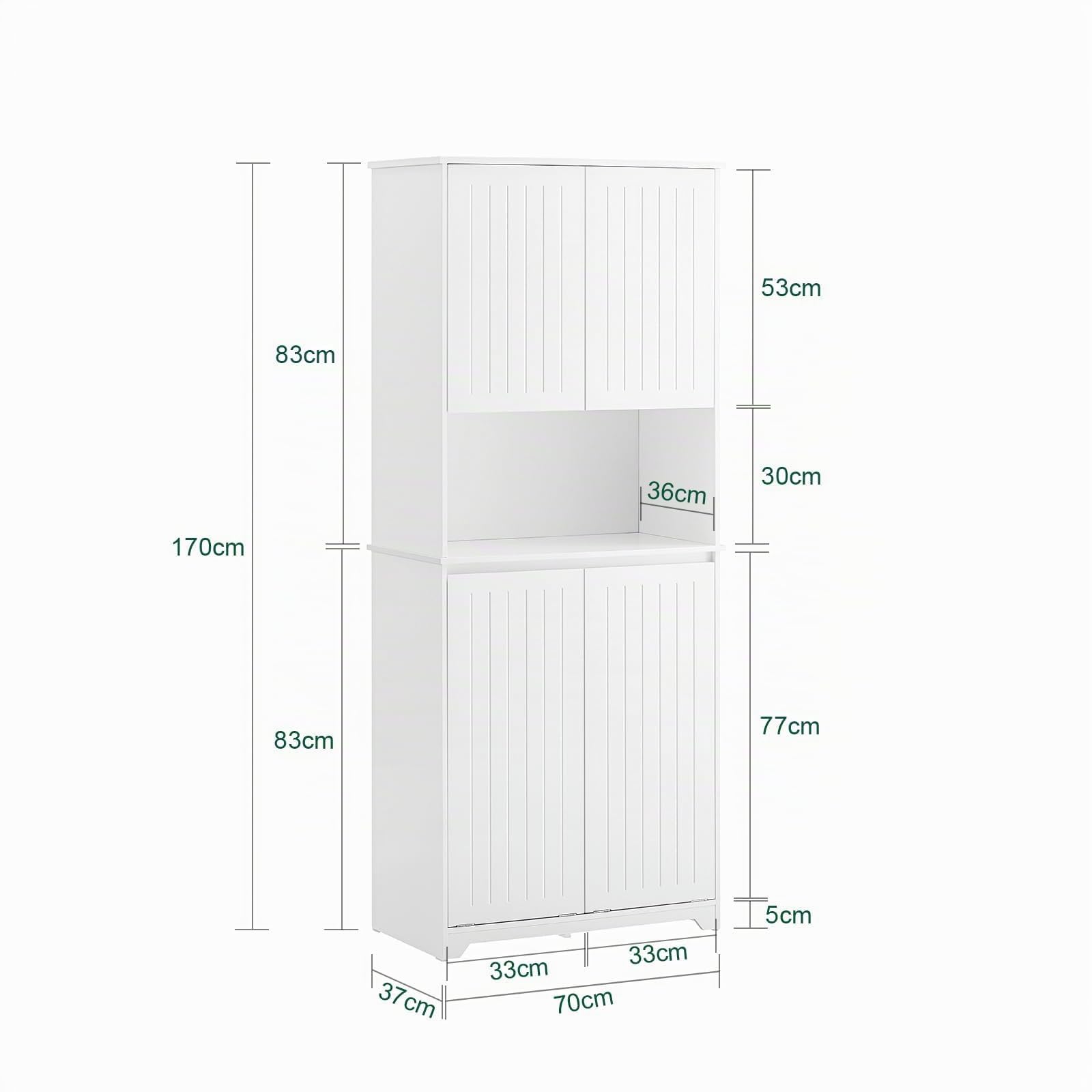 SoBuy Mueble Baño Estrecho con Cesto para Ropa Sucia 37x170x70 cm | Armario Lavadero Alto 170 cm Estrecho con 2 Puertas y Estante Abierto Columna Baño Blanca para Almacenaje Compacto BZR150-W