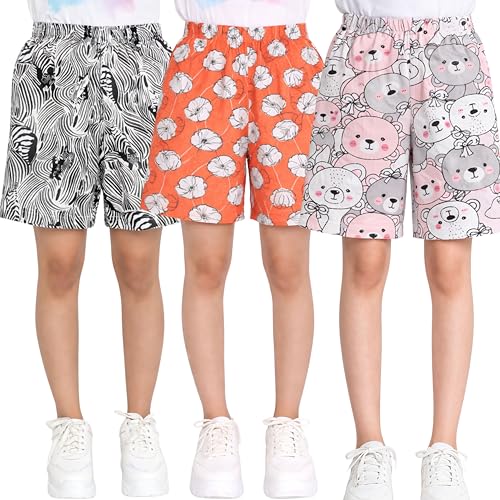 Image of TotzTouch Shorts for Kids Girls Pack of 3 | Summer Cotton Shorts| Kids Casual Cycling Shorts