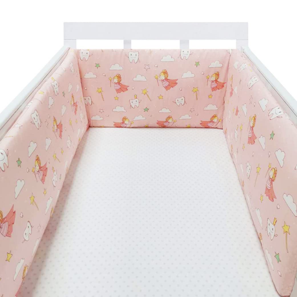 Breathable Crib Bumper, Baby Bed Bumper One Piece Cot Guard Crib Wrap Rail Cover Bedroom Babe Crib Bedding Pink, Baby Bed Bumper