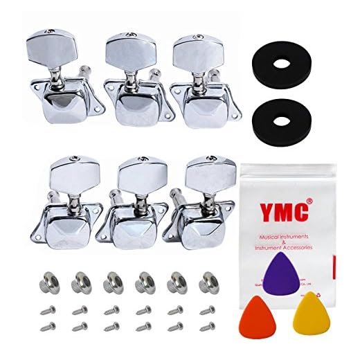 YMC Chrome-Tuning-Peg-Round220-3L3R 6 Pieces 3L3R Semiclosed Guitar Tuning Pegs Tuners Machine Heads
