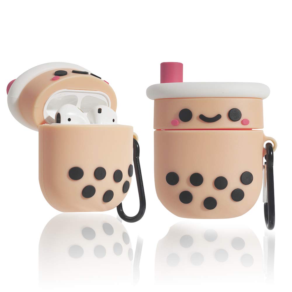 Case for Airpods,Cute Airpods Case Funny Food Cartoon Silicone Accessories  Carabiner Character Skin Soft Protective Cover for Airpod 2/1