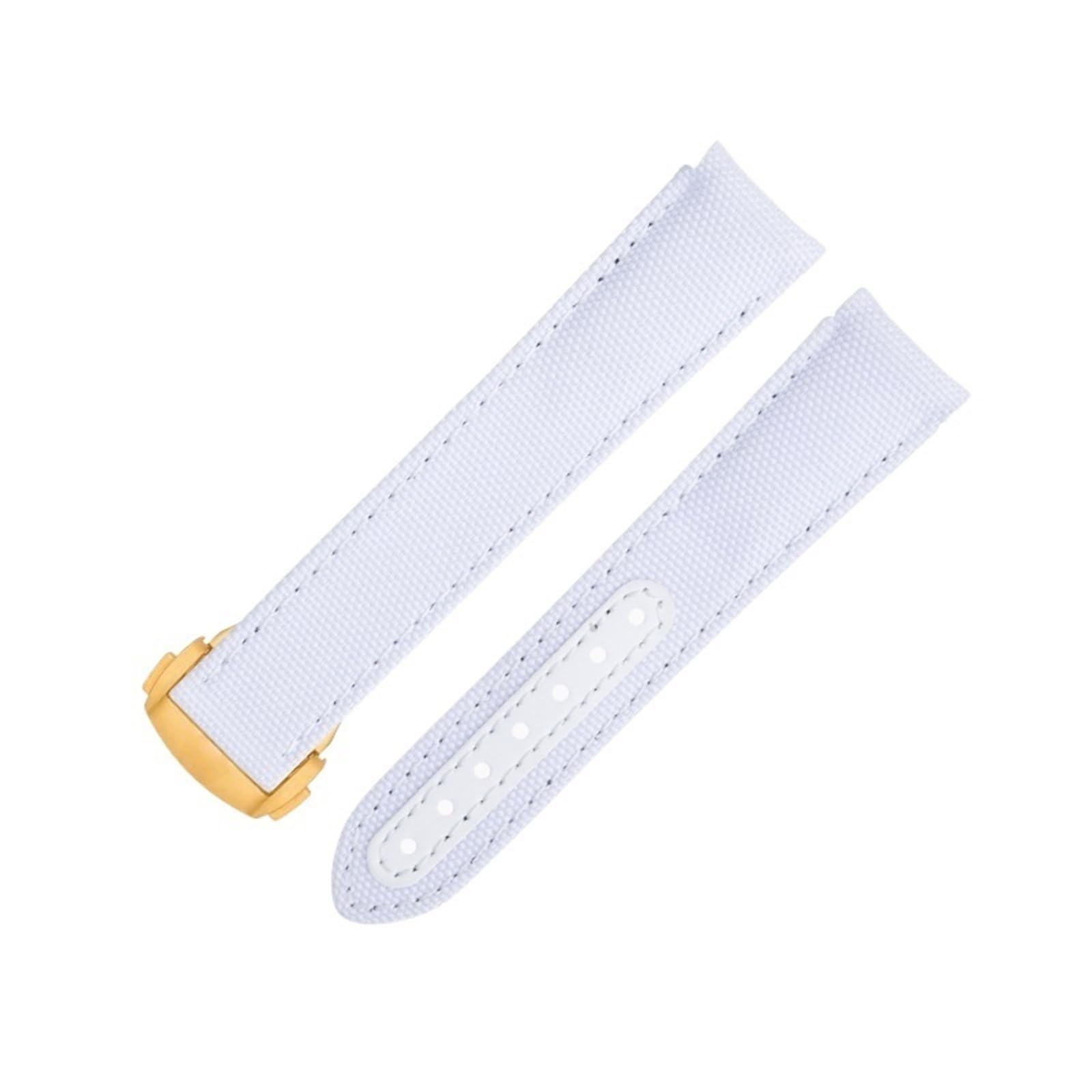 Per Omega Cinturino Per AT150 Seamaster 300 Planet Ocean De Ville Speedmaster Curvo End Watch Band 20mm Nuovo Bianco Nylon Ad Alta Densità Cinturini In Pelle Di Vacchetta