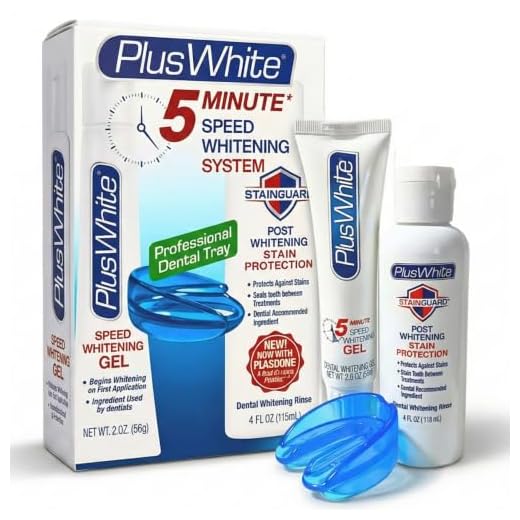 Plus White Premier Whitening System - 5 Minute Speed Whitening Gel, Comfort Fit Mouth Tray & StainGuard Post Rinse - Effective At-Home Teeth Whitening - Professional Teeth Whitening w/ Dentist Approved Ingredient (2 oz Tube, Mouth Tray and 4 oz Post Rinse)