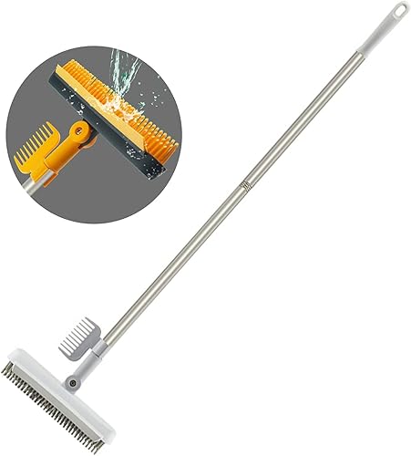 Miniatura 1 de Cepillo de limpieza de piso 2 en 1 con escobilla de goma, cepillo giratorio de limpieza de grietas de piso de baño y cocina, cabezal giratorio de