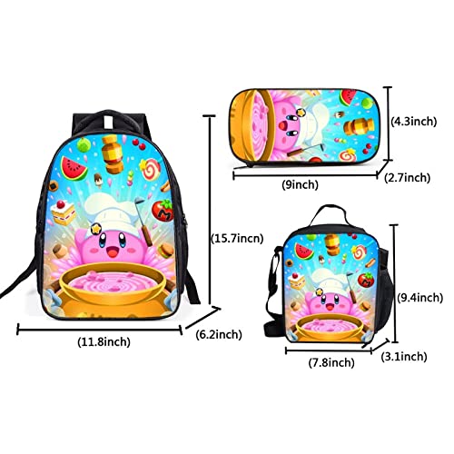 Ikbagvbk Kir.by 3 Pcs Kid Backpack Set，Boys Girls Multifunction Bookbag/Schoolbag With Tote Lunch Box Bag & Pencil Case Box Combo Set #TOP1