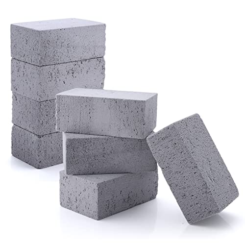 HaSteeL Ladrillo de limpieza de parrilla, piedra pómez de plancha para eliminar manchas, kit de 8, accesorios de limpieza de bloques de parrilla de grado comercial para parte superior plana, estantes