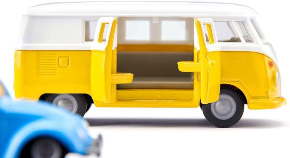 Siku - Volkswagen T1 with Trailer and Beetle - Yellow/White/Blue - Sturdy Model Vehicle Set - Metal and Plastic - PVC Free - Small-Scale Toy - Stable Construction - from 3 Years Old and Up - SK-2567