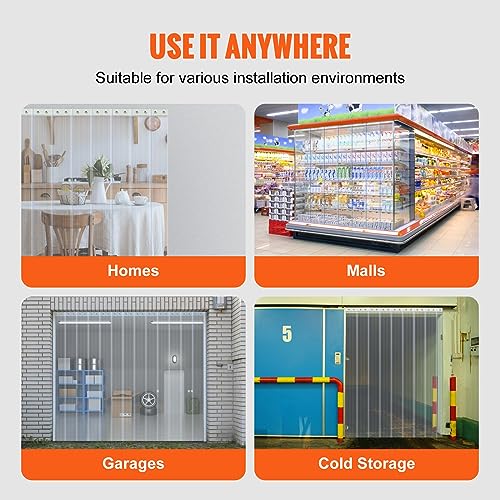 Vevor JZMLLW-50X8 Strip Curtain, 50' Length X 8 Inch Width X 0.08 Inch Thickness, Clear Ribbed Pvc Curtain Strip Door Bulk Roll, Plastic Door Strips thumb #8
