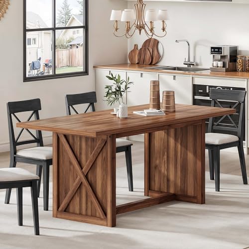 YITAHOME 70.8" Large Farmhouse Dining Table for 6 to 8 People, Rustic Style Wood Dinner Table, Rectangular Dining Table for Kitchen, Dining Room & Liv