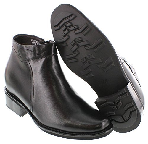 Calden Men's Invisible Height Increasing Elevator Shoes - Black Premium Leather Faux Fur Inner Lining Formal Zipper Boots - 3.2 Inches Taller - K50658 - Size 7.5 D(M) US4