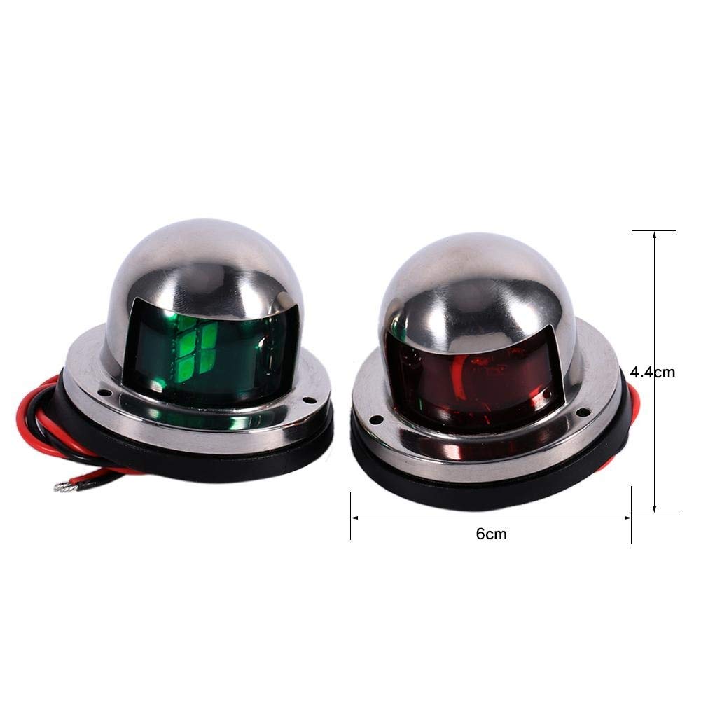 Feux de Navigation de Bateau, 2 Pièces 12V Acier Inoxydable Rouge et Vert LED Lampe de Navigation Marine Feu de Signalisation Étanche Accessoire de Yacht