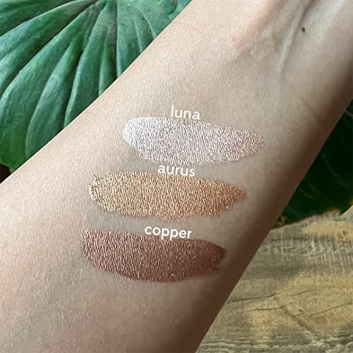 Image of Ruby's Organics Eyeshadow Liquid Mini's Set For Women- Metallic Finish, Long Wearing, Smudge Proof, Non Irritating, Vegan, Organic, Moon Metals Pack Contains Luna, Copper and Aurus,3ml Each-Pack of 3