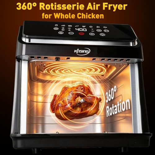 Image of 9.0 QT Air Fryer with Visible Window & Rotisserie Chicken Rack, Large Digital Touchscreen, Precise Temperature Control, Shake Reminder, Easy to Clean Family Air Fryer Oven