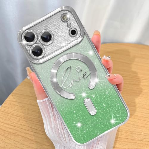 Image of ZIYE Magnetic Case Designed for iPhone 18 Pro Max Max Glitter Case -Green