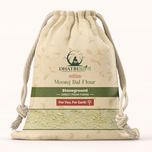 Image of Dhatri Agro Moong Dal Flour 1 KG | Yellow Mung Bean Atta | Naturally Gluten Free, High-Fibre | Instant Cheela Dosa Mix | High Protein Breakfast | Single-origin Marathwada Moong