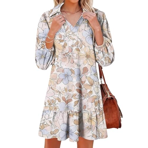 Vestido Verano Mujer Liquidação De Vestidos Noiva Elegantes con Diseño Floral Manga Larga Casual para Eventos Y Ideales L