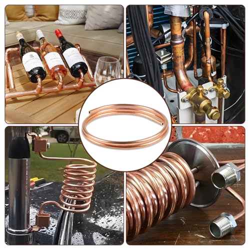 LALAGO Kupferrohr, Weiches Kupferrohr OD 8mm ID 6mm, 1,5M Länge Kupferrundrohr, Weich Ringware für Kältetechnik, Generatoren, Stromschienen, Schaltgeräte, Transformatoren usw